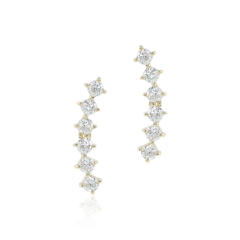 Chic Bridal Earrings-Diamond Curve Earrings