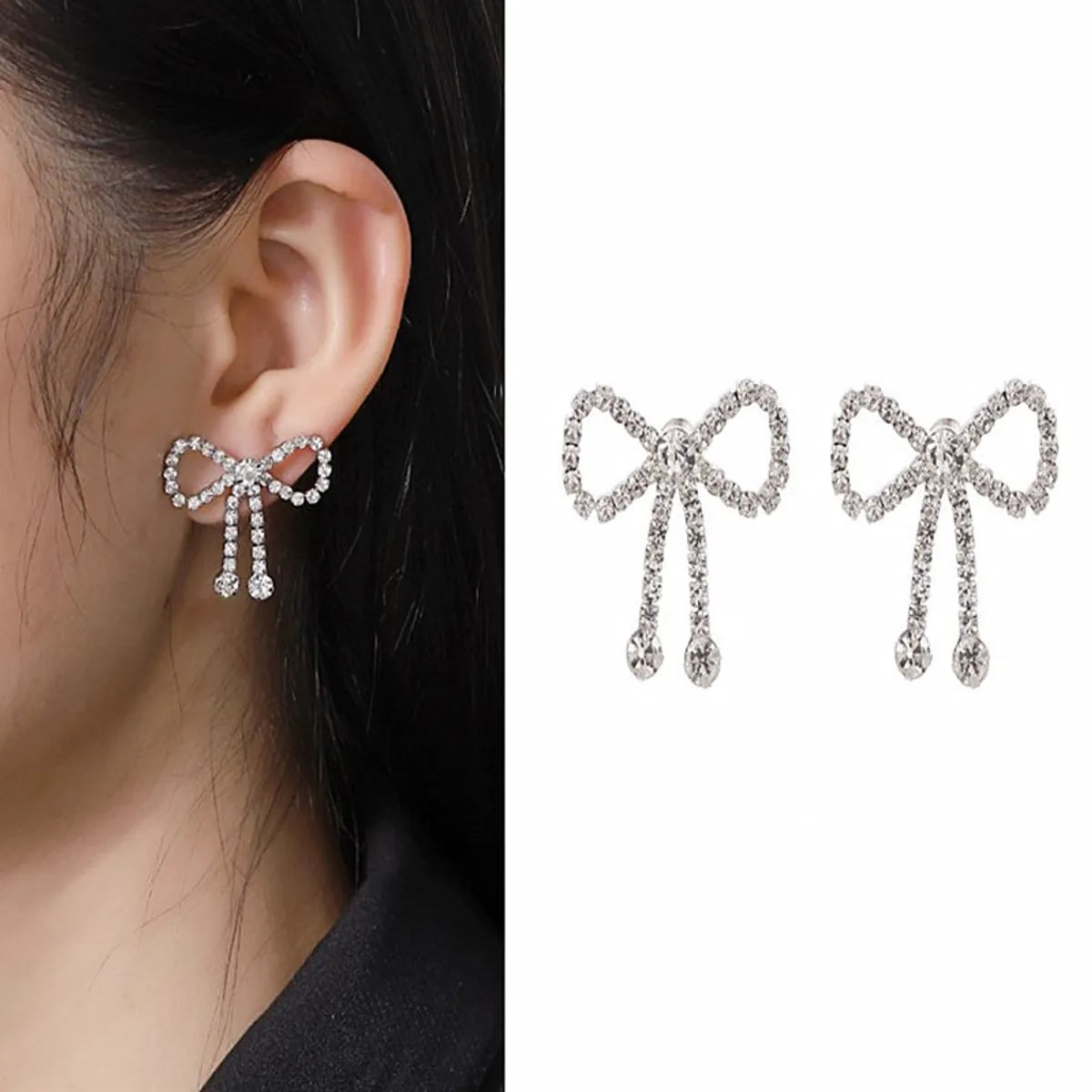 Classic Round Earrings-1 Pair Simple Style Bow Knot Inlay Copper Zircon Ear Studs