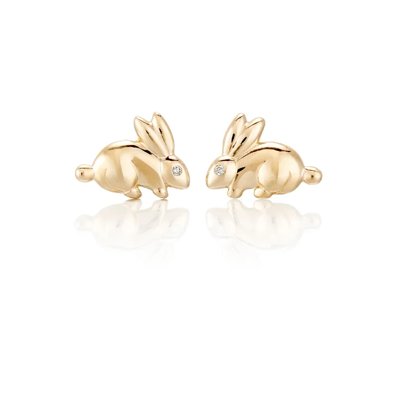 Trendy Silver Earrings-Child's Rabbit Stud Earrings