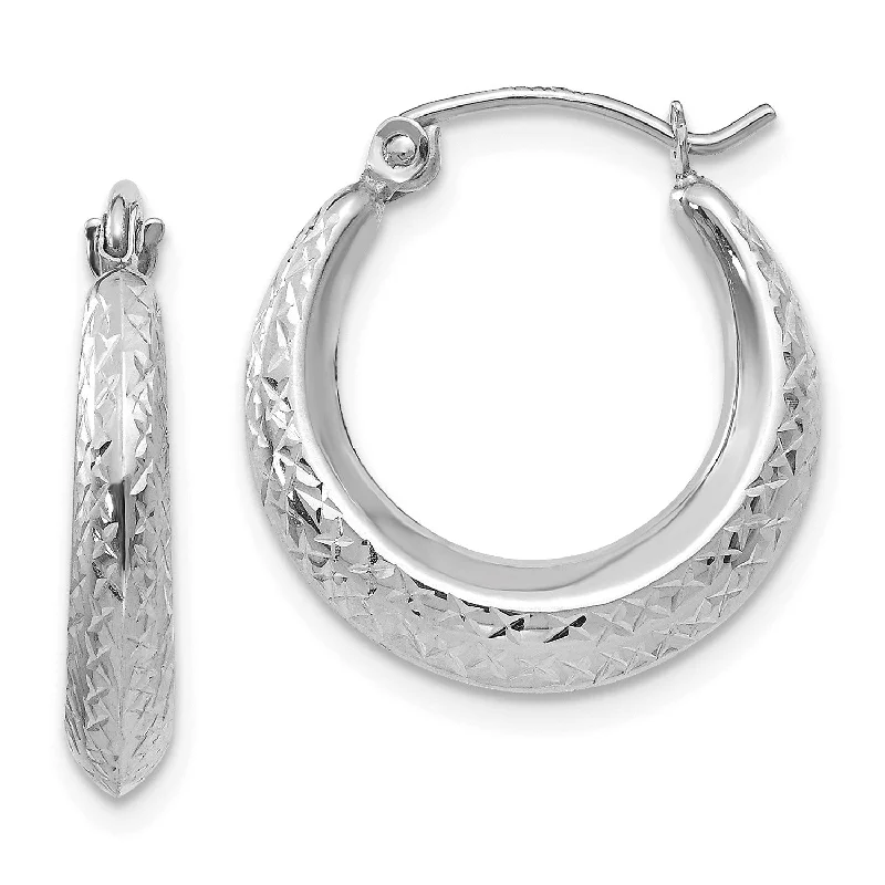 Sparkling Drop Earrings-14KT White Gold 19X18MM Hoop Earrings