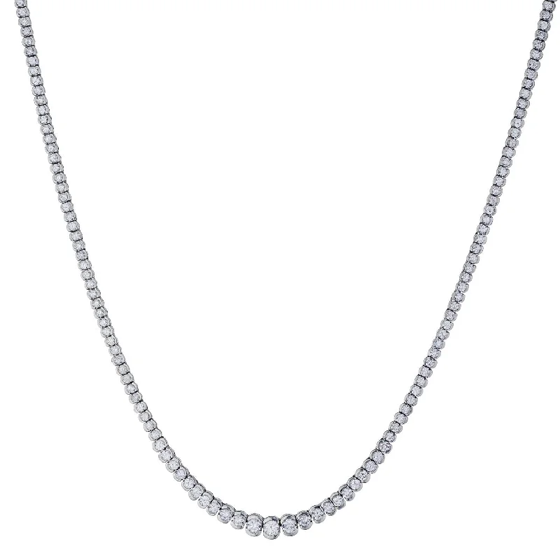 Fine Gold Necklace-HALF BEZEL SET DIAMOND TENNIS NECKLACE