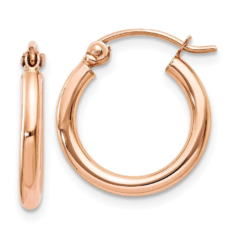 Pearl Hoop Earrings-14KT Rose Gold 15X2MM Hoop Earrings