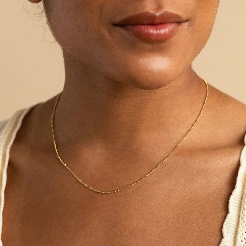 Delicate Chain Necklace-Beaded Ball Chain Necklace