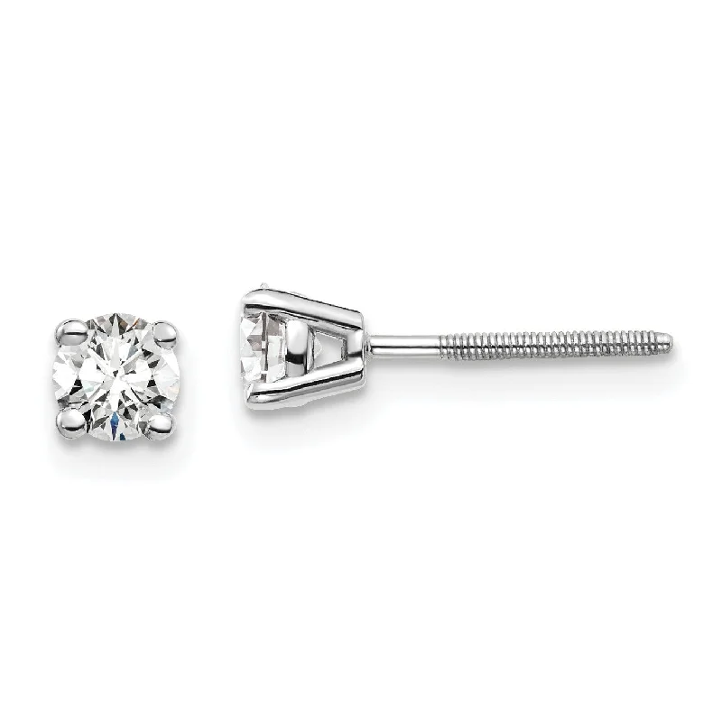 Gorgeous Stud Earrings-EcoLove 1/2 CTW Round GHI or IGI or GSI Certified Lab Grown Diamond Stud Screwback Earrings in 14KT White Gold