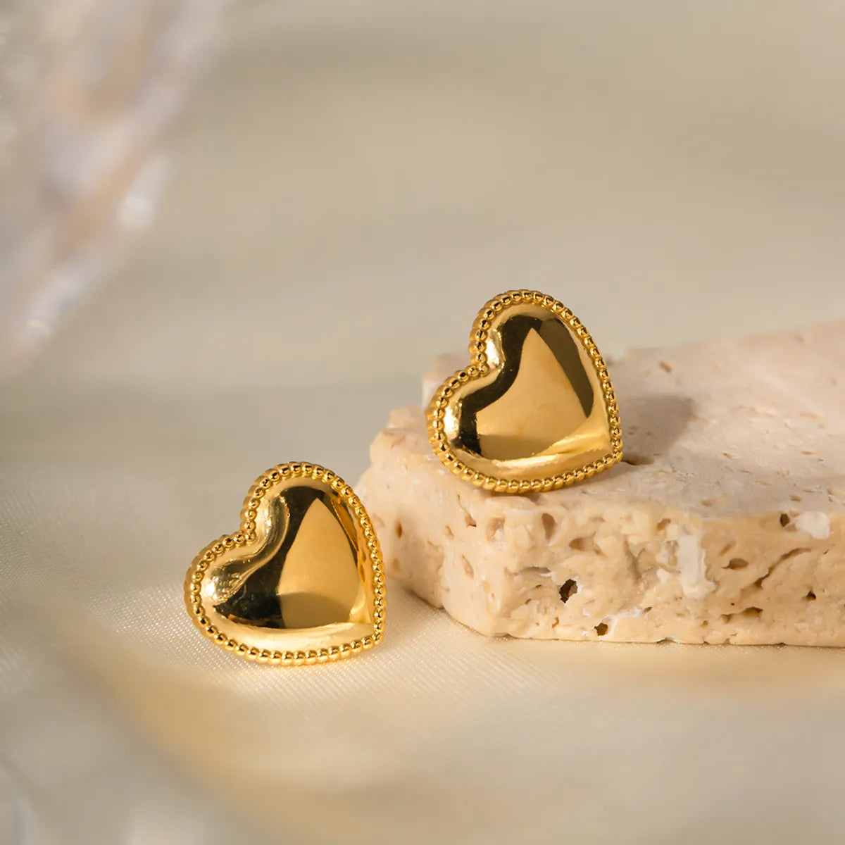 Small Dangle Earrings-1 Pair Ins Style Basic Heart Shape Stainless Steel Plating 18k Gold Plated Ear Studs