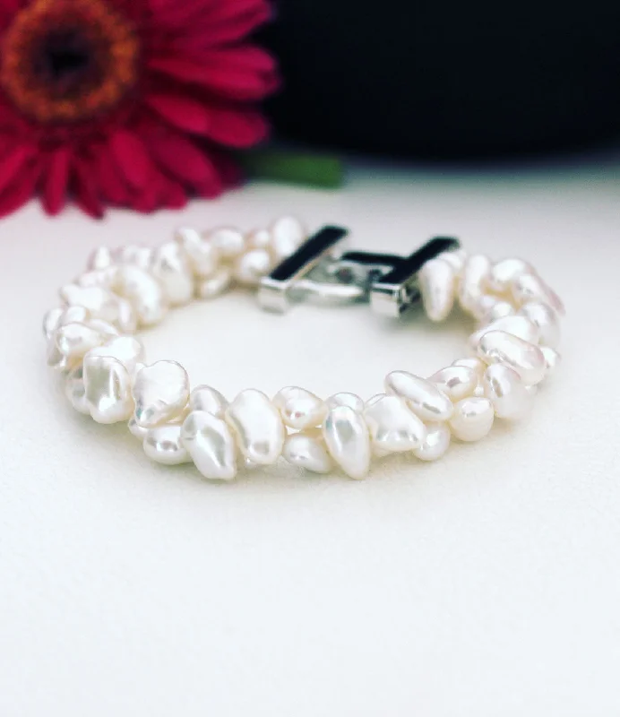 Fashionable Bracelets for Women-Bella Pearl Bracelet Sterling Silver