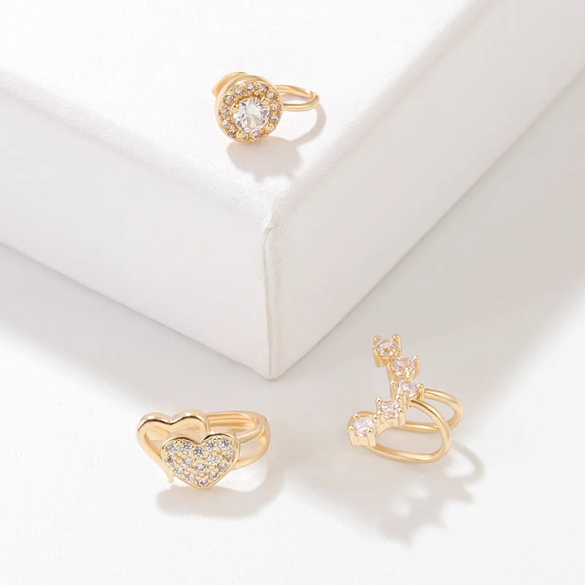 Rose Gold Earrings-1 Piece Casual Heart Shape Gold Plated Ear Studs