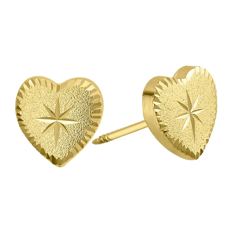 Fashion Earrings for Wedding Day-14KT Yellow Gold Heart Earrings