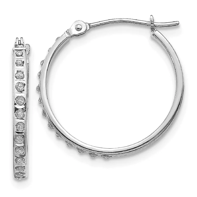 Artistic Drop Earrings-Diamond Fascination 14KT White Gold 20X2MM Diamond Accent Hoop Earrings