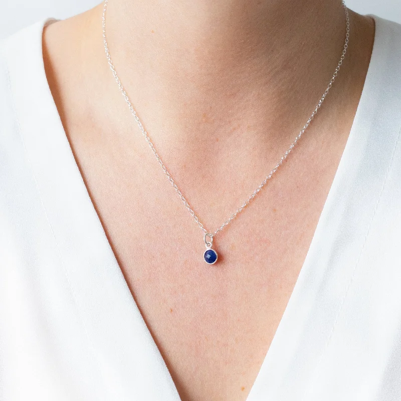 Romantic Necklace for Girlfriend-Silver Sapphire September Birthstone Necklace