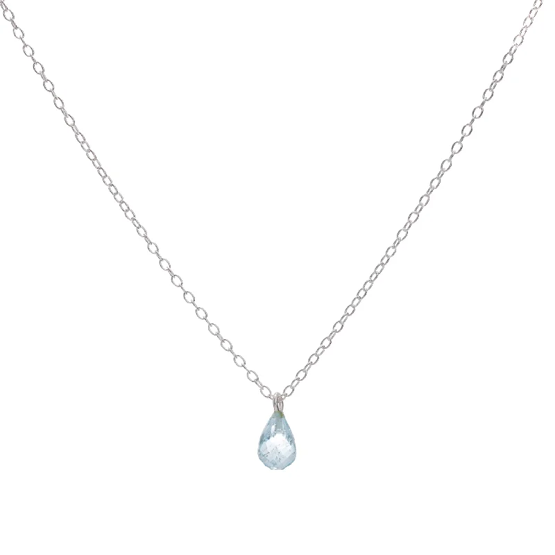 Heart Pendant Necklace-Silver Topaz Teardrop Necklace