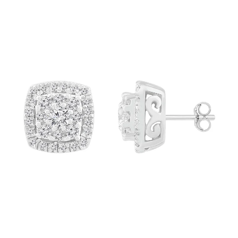 Chic Bridal Earrings-1/3 CTW Diamond Fashion Stud Earrings in 10KT White Gold