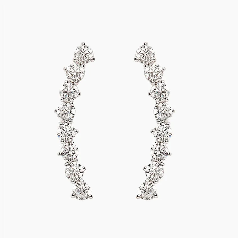 Modern Silver Earrings-S925 CZ Climber Earrings For Women