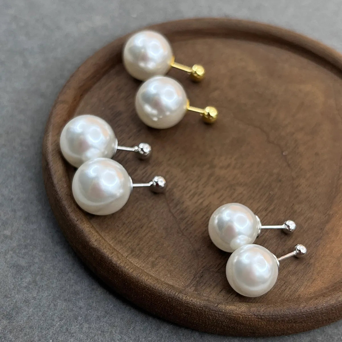 Classic Dangle Earrings-1 Pair Simple Style Round Plating Imitation Pearl 14k Gold Plated Silver Plated Ear Studs