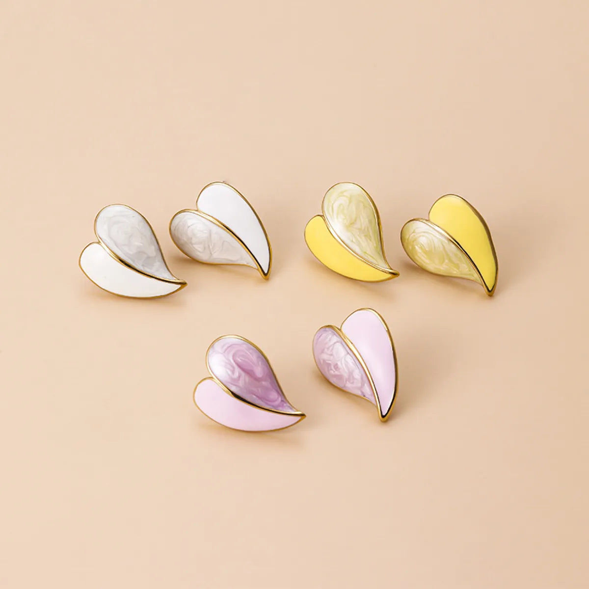 Dazzling Gold Earrings-1 Pair Sweet Heart Shape Titanium Steel Plating Ear Studs