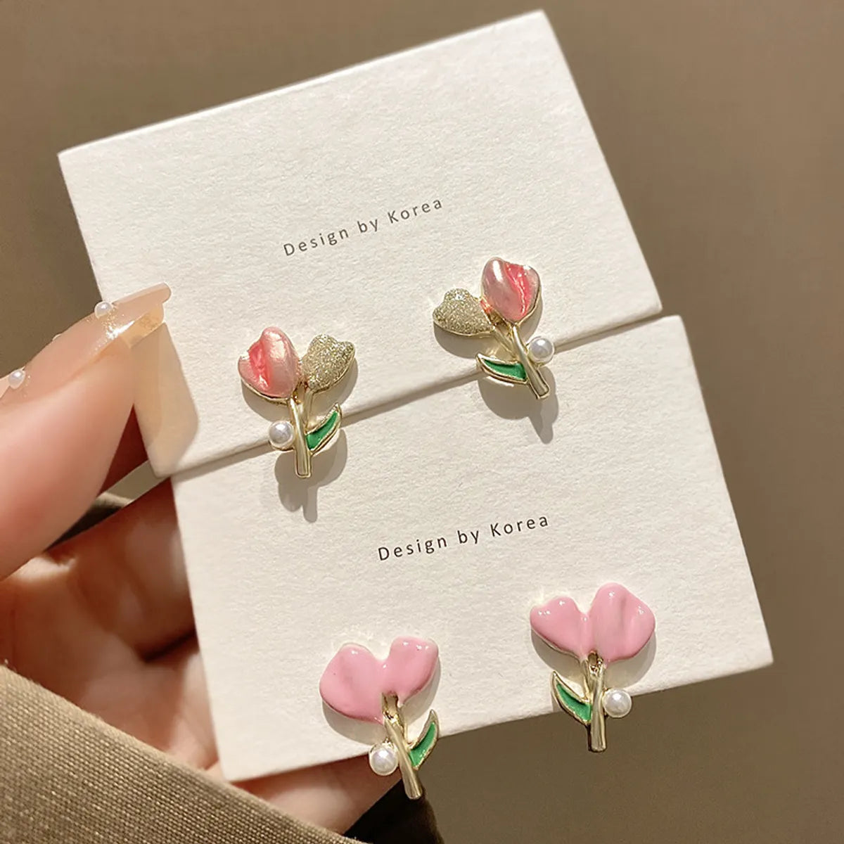 Modern Stud Earrings-1 Pair Sweet Flower Enamel Plating Alloy Ear Studs