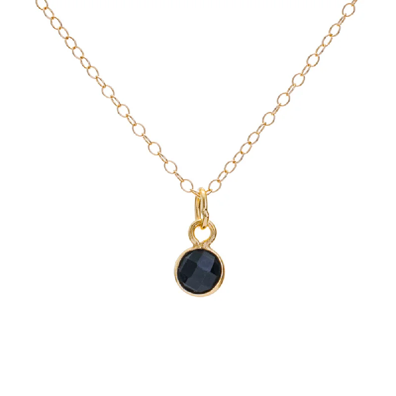 Dainty Gold Necklace-Gold Onyx December Birthstone Necklace