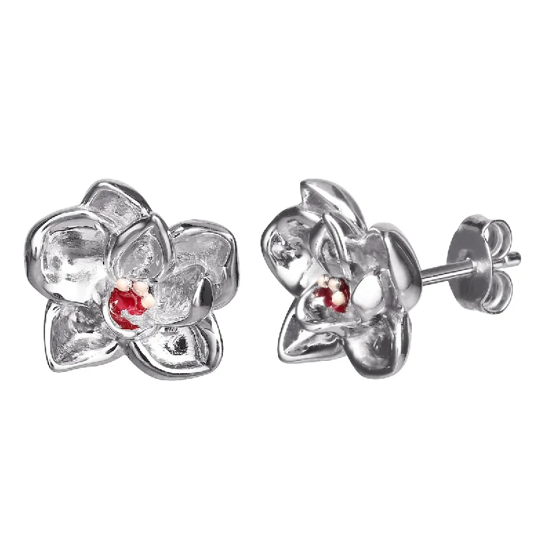 Luxury Gemstone Earrings-Disney X RockLove MULAN Plum Blossom Stud Earrings