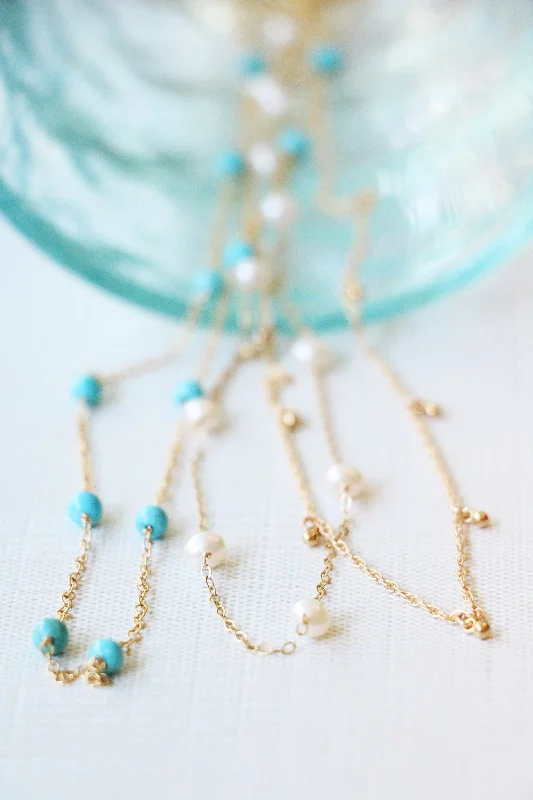 Wedding Necklace for Bride-pop of turquoise necklace { gold }