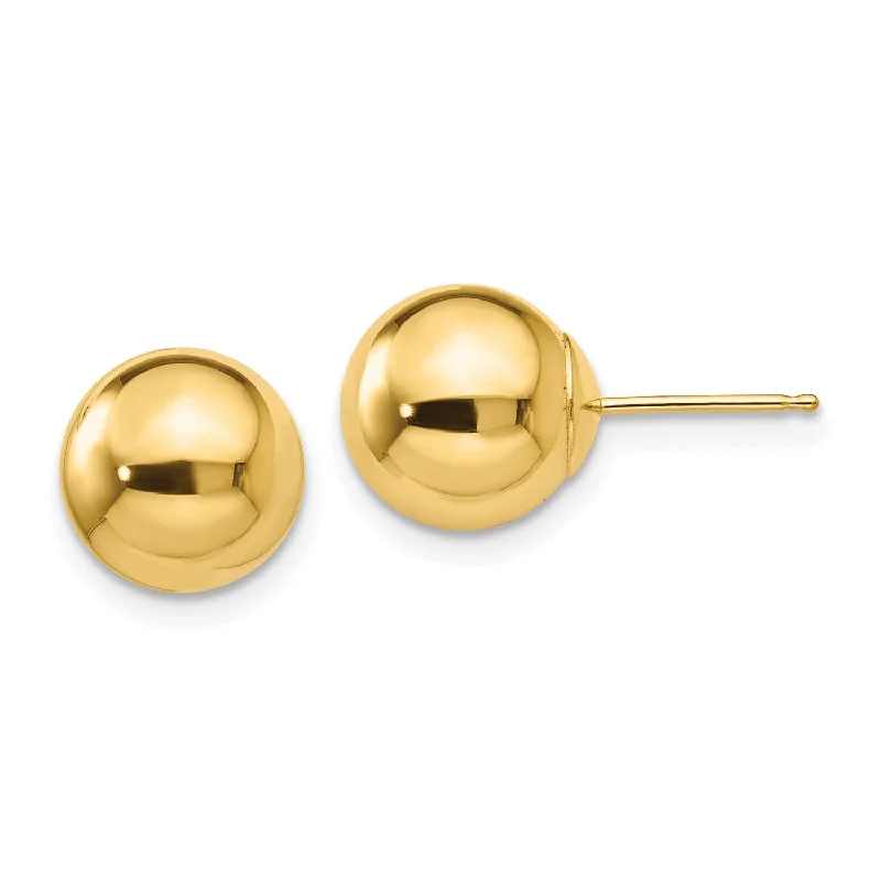 Party Earrings for Bridesmaids-14KT Yellow Gold 9MM Ball Stud Earrings