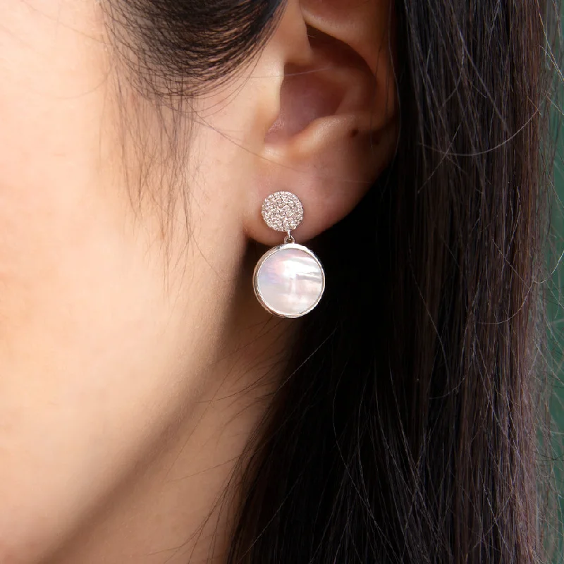 Beautiful Drop Earrings-Lustre Mother of Pearl Earrings