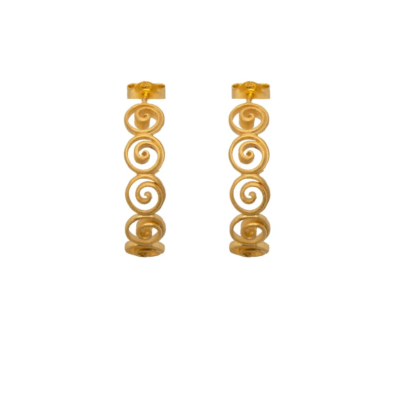 Classic Dangle Earrings-Gratitude Swirls Hoop Earrings 24K Gold Vermeil