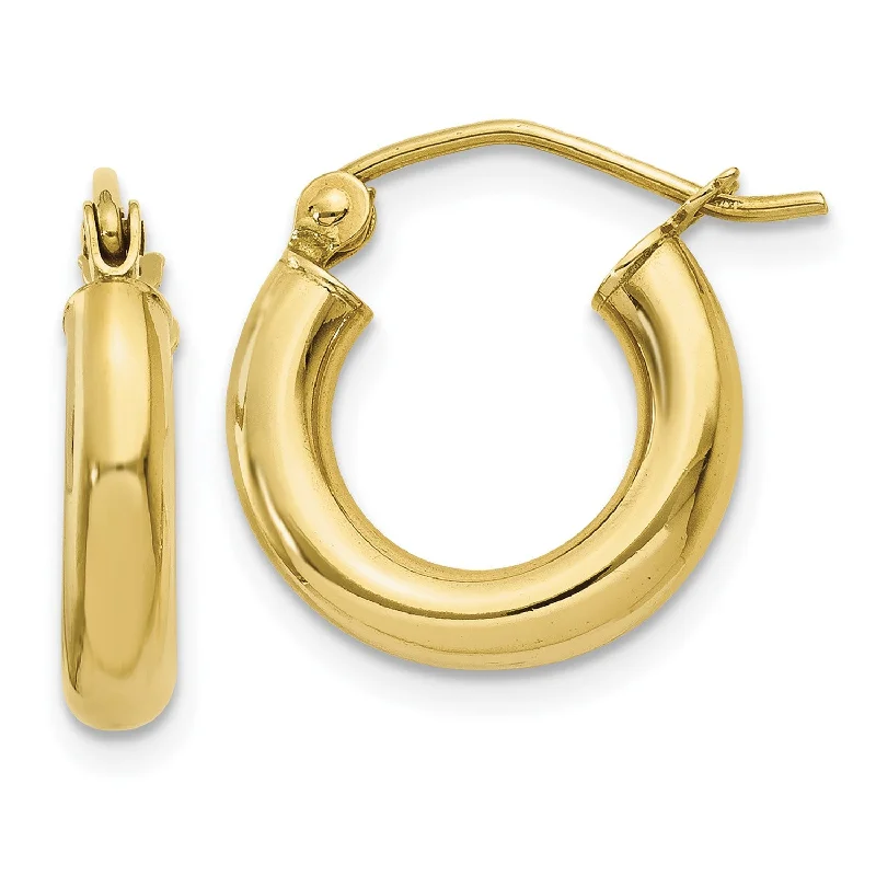 Geometric Earrings for Women-10KT Yellow Gold 9X3MM Hoop Earrings