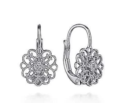 Colorful Drop Earrings-925 Sterling Silver White Sapphire Vintage Inspired Openwork Drop Earrings