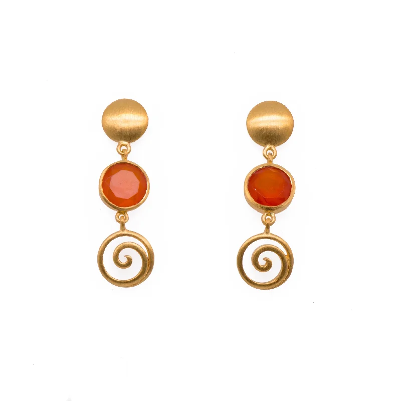 Stylish Hoop Earrings-Gratitude Swirl And Moon Earrings 24K Gold Vermeil