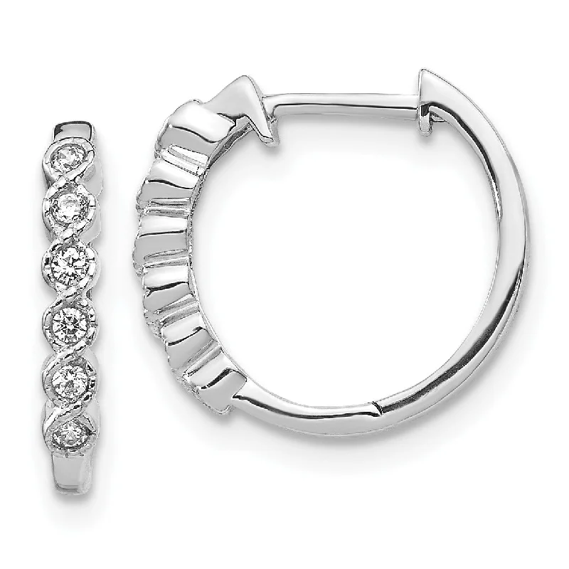 Chic Earrings for Women-1/8 CTW Diamond Hoop Earrings in 14KT White Gold