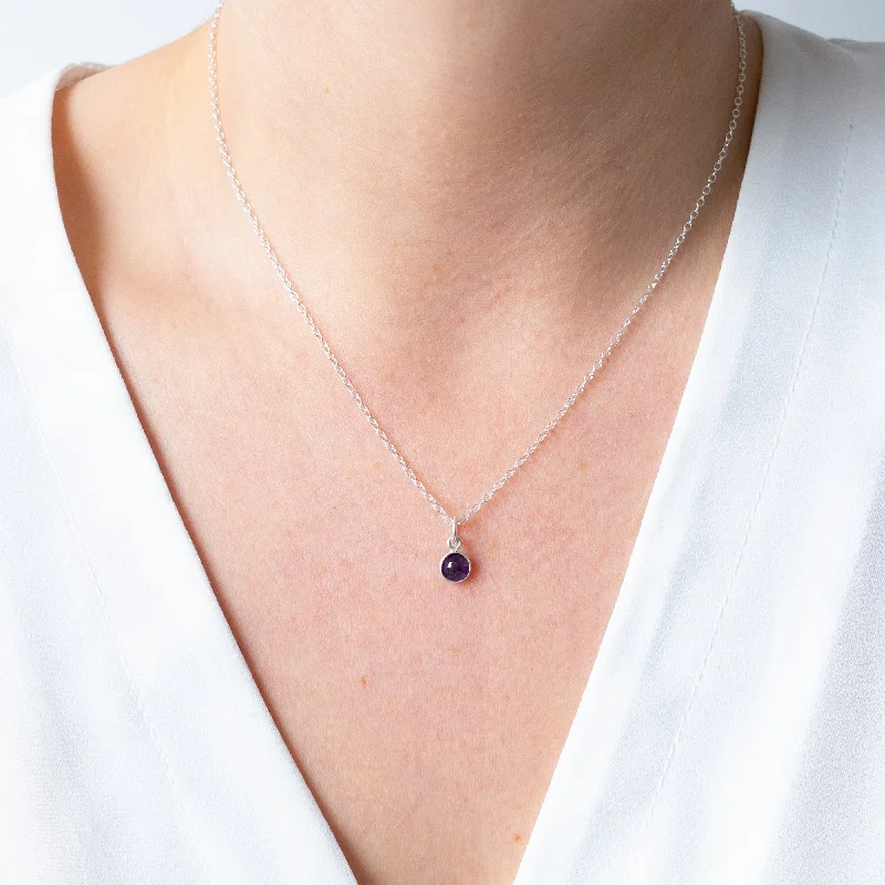 Elegant Heart Necklace-Silver Amethyst February Birthstone Necklace