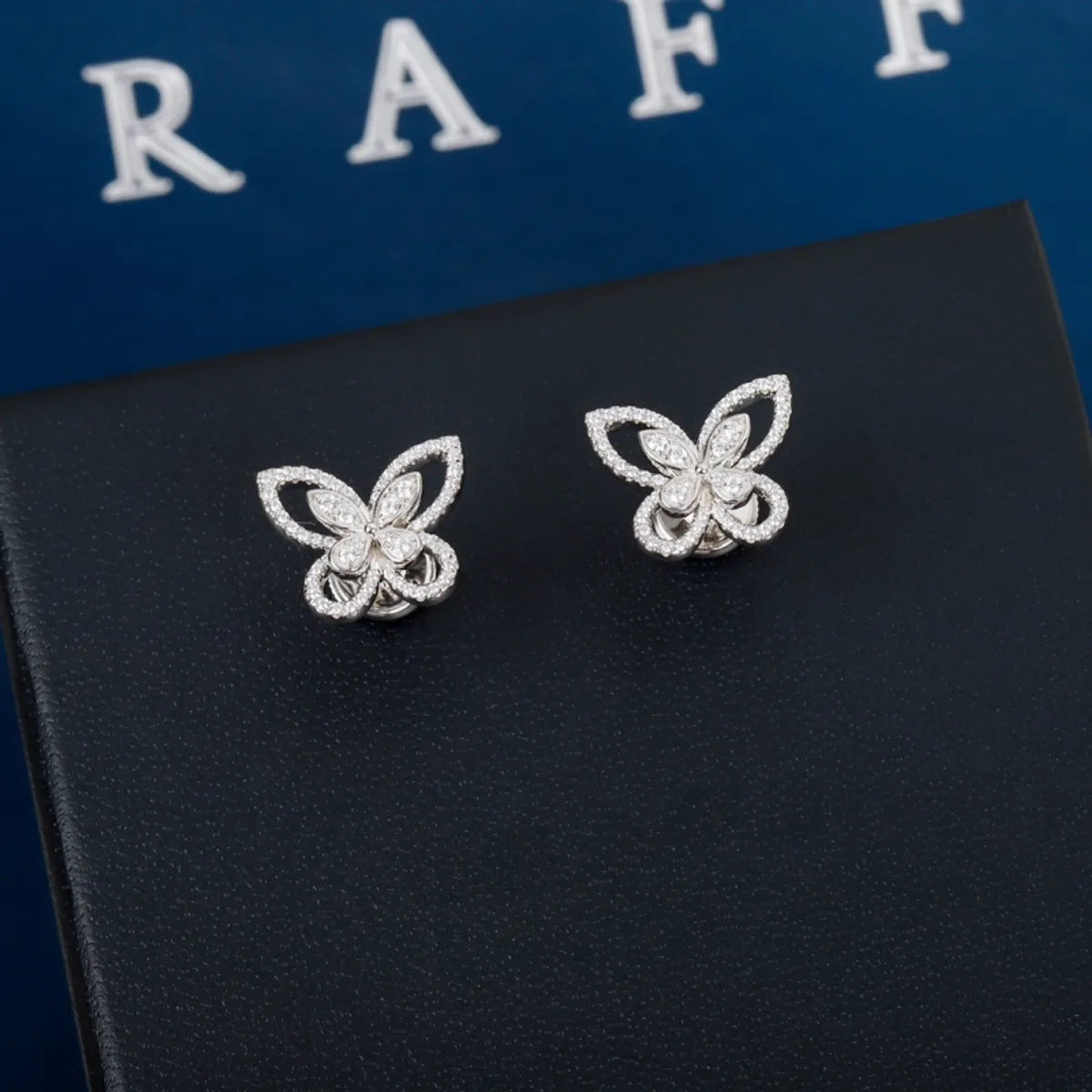 Chic Pearl Earrings-1 Pair Sweet Butterfly Plating Inlay Copper Zircon White Gold Plated Ear Studs