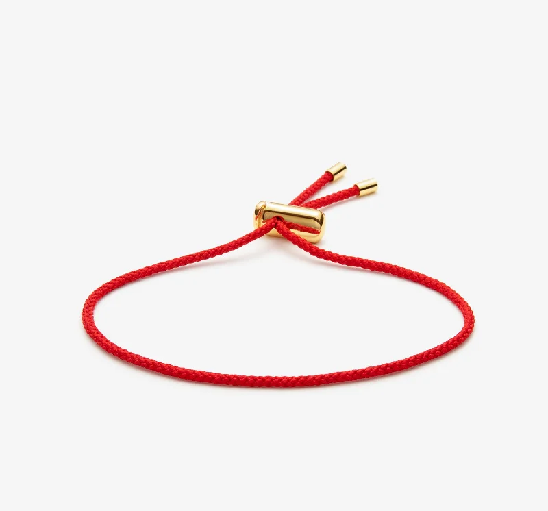 Dainty Diamond Bracelet for Women-Cameron Cord Bracelet | Red / Gold