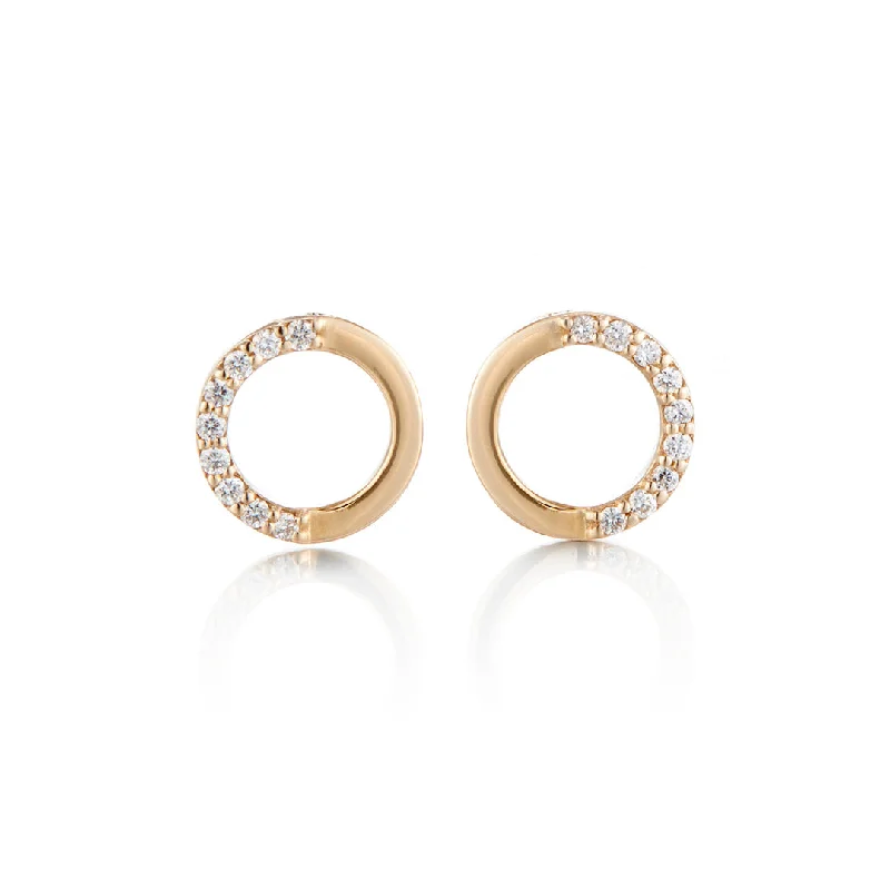 Custom Earrings for Bridesmaids-Simple Circle Diamond Earrings