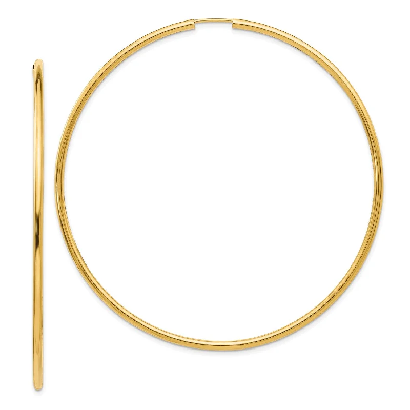 Gold Earrings for Teens-14KT Yellow Gold 69.8X2MM Hoop Earrings