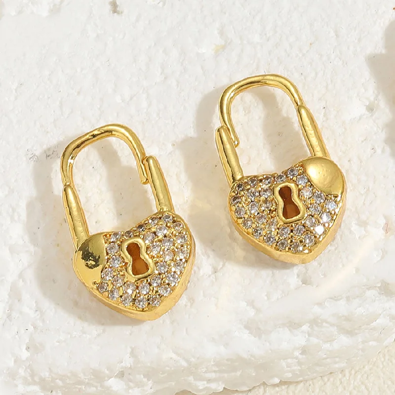 Es0149 Heart-Shape Lock White Zircon