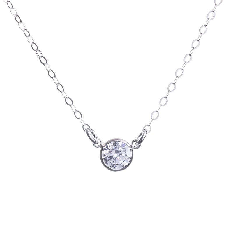 Designer Necklace for Special Occasions-Silver Cubic Zirconia Necklace