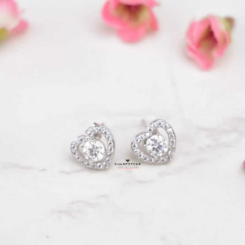 Heart Shaped Stud Earrings-0.50ct Sweetheart Moissanite Earrings in 925 Sterling Silver