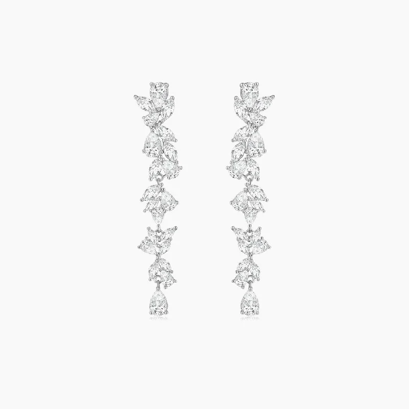 Bridal Earrings with Crystals-Dainty Long Earrings