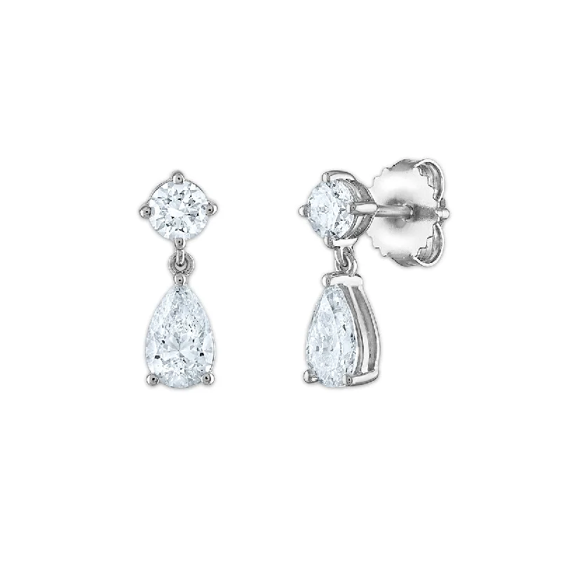 Crystal Earrings for Women-Signature EcoLove 1 1/2 CTW Lab Grown Diamond Earrings in 14KT White Gold