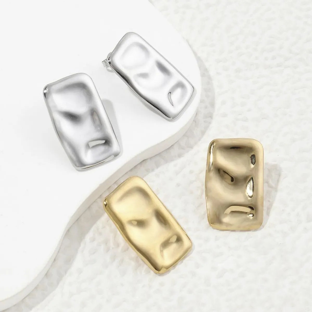 Gorgeous Stud Earrings-1 Pair Ig Style Rectangle Polishing Plating Copper 18k Gold Plated Ear Studs