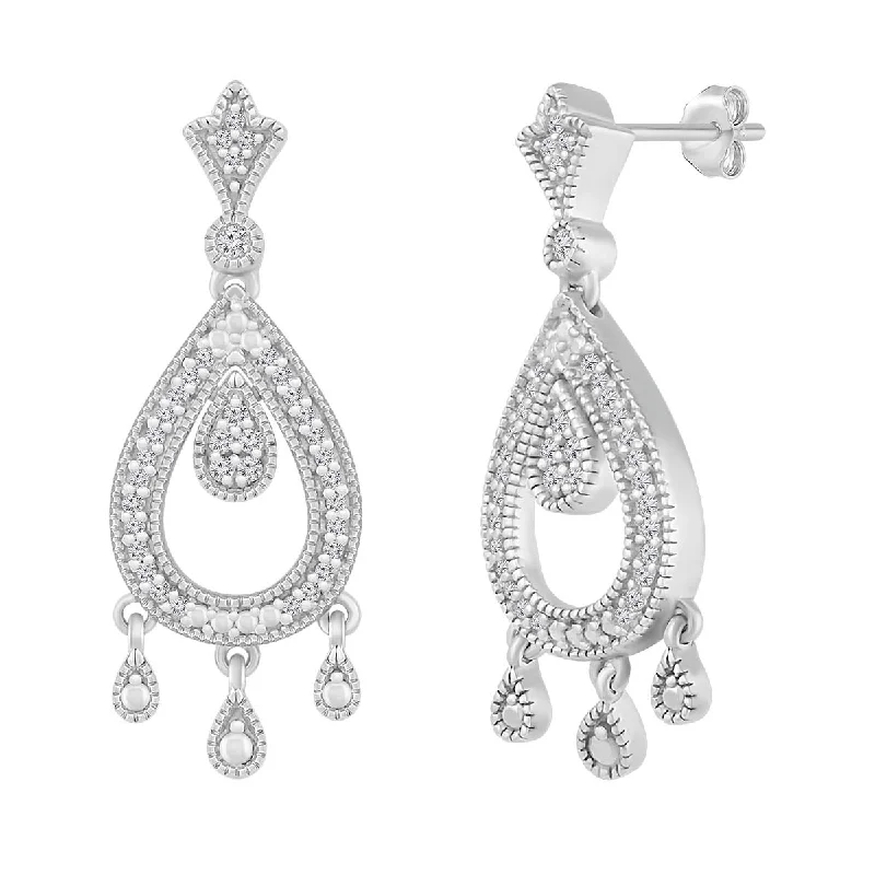 Diamond Stud Earrings-1/6 CTW Diamond Chandelier Earrings in Sterling Silver