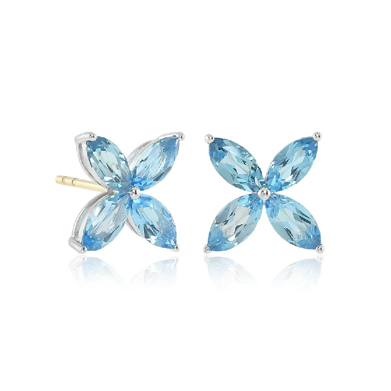 Statement Earrings for Weddings-Stella Earrings in Swiss Blue Topaz