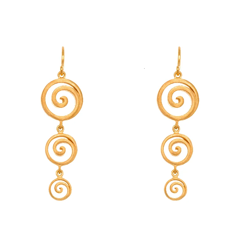 Antique Style Earrings-Gratitude Swirls Dangle Earrings 24K Gold Vermeil