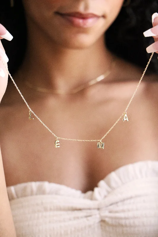 Large Pendant Necklace-letter charm necklace { gold + silver }