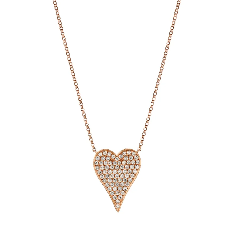 Personalized Pendant Necklace-PAVÉ DIAMOND HEART NECKLACE