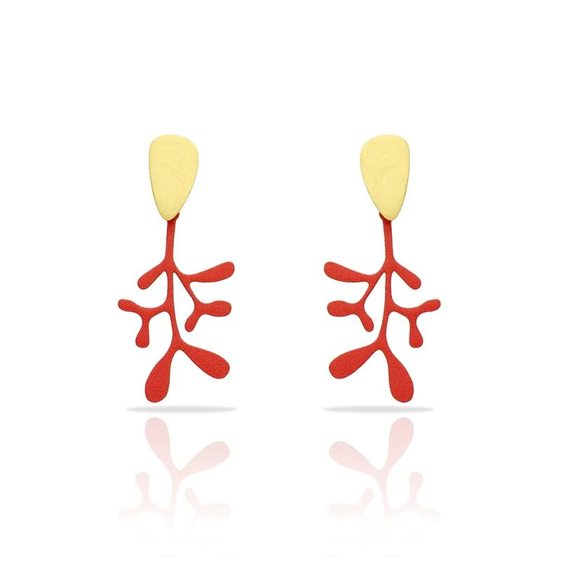 Wedding Jewelry Earrings-RAS Coral Gold Small Earrings