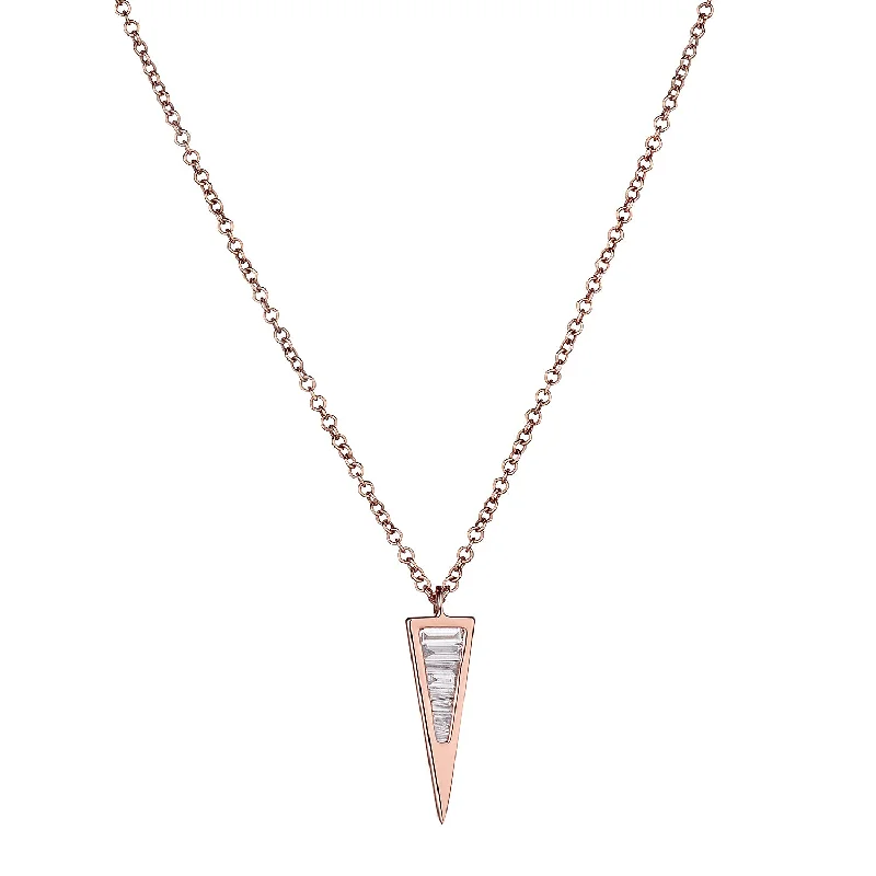 Chic Pearl Necklace-BAGUETTE DIAMOND SPIKE NECKLACE