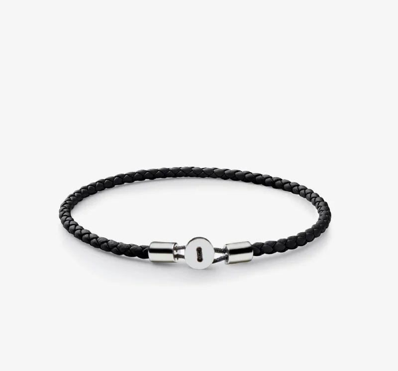 Stackable Gemstone Bracelets for Women-Gordon Leather Bracelet | Silver