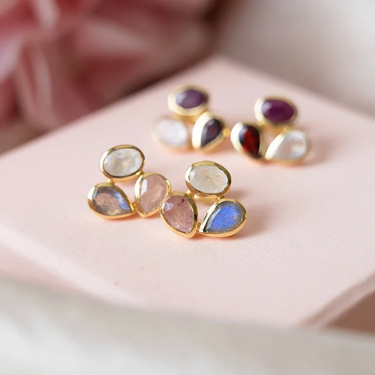 Luxurious Pearl Earrings-Trinity Drops Stud Earrings